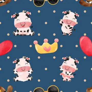 Seamless repeating pattern with cute cows Illustrazione stock