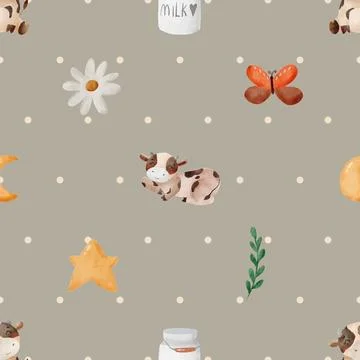 Seamless repeating pattern with cute cows Illustrazione stock