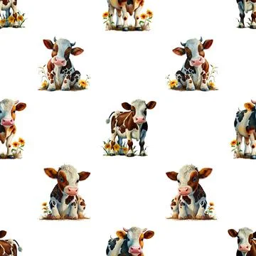 Seamless repeating pattern with cute cows Stock Illustration