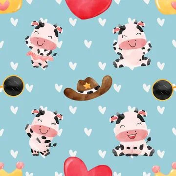 Seamless repeating pattern with cute cows Illustrazione stock
