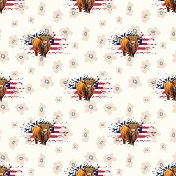 Seamless repeating pattern with cute cows Stock Illustration