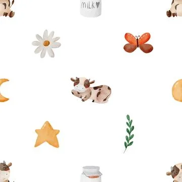 Seamless repeating pattern with cute cows Stock Illustration