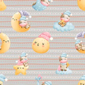 Seamless repeating pattern with cute cows Illustrazione stock