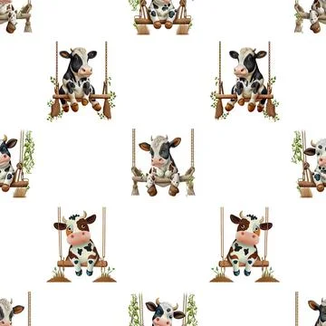 Seamless repeating pattern with cute cows Stock Illustration
