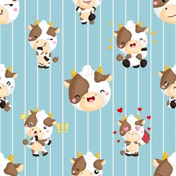 Seamless repeating pattern with cute cows Illustrazione stock