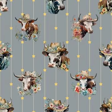 Seamless repeating pattern with cute cows Stock Illustration
