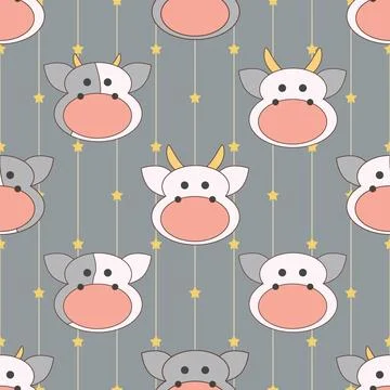Seamless repeating pattern with cute cows Stock Illustration