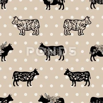 Seamless repeating pattern with cute cows Ilustraciones de archivo