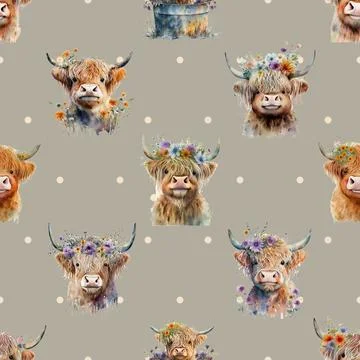 Seamless repeating pattern with cute cows Illustrazione stock