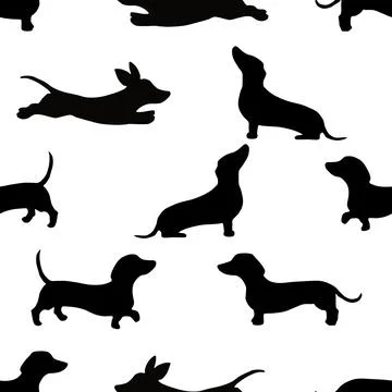 Seamless repeating pattern with cute dachshunds Stock Illustration