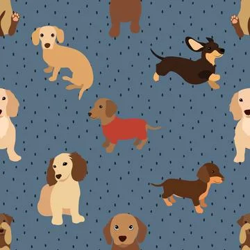 Seamless repeating pattern with cute dachshunds Illustrazione stock