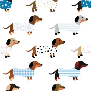 Seamless repeating pattern with cute dachshunds Illustrazione stock