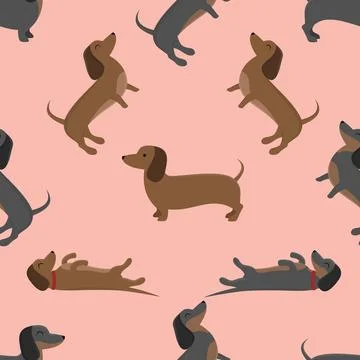 Seamless repeating pattern with cute dachshunds Stock Illustration
