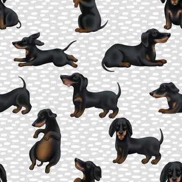 Seamless repeating pattern with cute dachshunds Illustrazione stock
