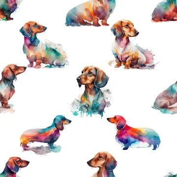 Seamless repeating pattern with cute dachshunds Stock Illustration