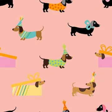 Seamless repeating pattern with cute dachshunds Illustrazione stock