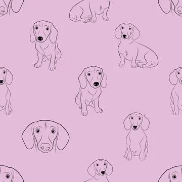 Seamless repeating pattern with cute dachshunds Illustrazione stock