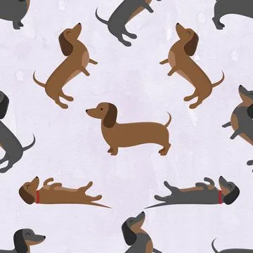 Seamless repeating pattern with cute dachshunds Stock Illustration