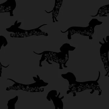 Seamless repeating pattern with cute dachshunds Illustrazione stock