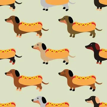 Seamless repeating pattern with cute dachshunds Illustrazione stock