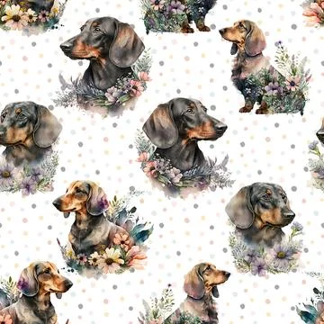 Seamless repeating pattern with cute dachshunds Illustrazione stock