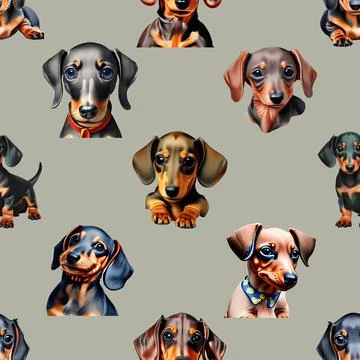 Seamless repeating pattern with cute dachshunds Illustrazione stock