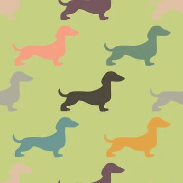 Seamless repeating pattern with cute dachshunds Stock Illustration