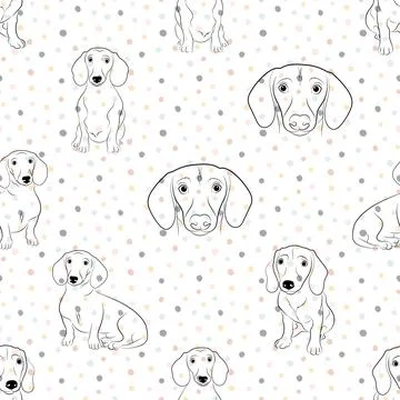 Seamless repeating pattern with cute dachshunds Illustrazione stock