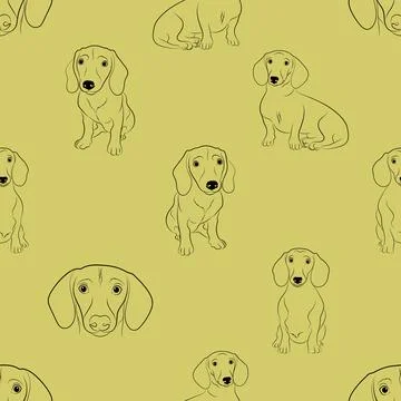Seamless repeating pattern with cute dachshunds Illustrazione stock