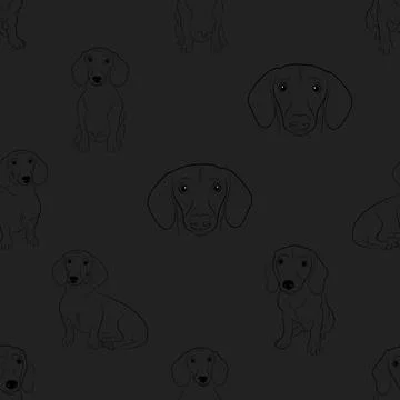 Seamless repeating pattern with cute dachshunds Stock Illustration