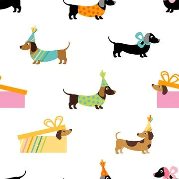 Seamless repeating pattern with cute dachshunds Illustrazione stock
