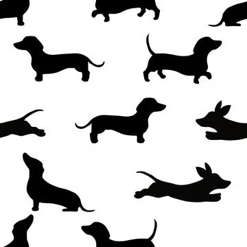 Seamless repeating pattern with cute dachshunds Stock Illustration