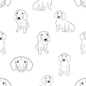 Seamless repeating pattern with cute dachshunds Stock Illustration