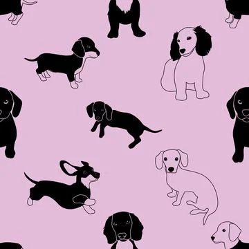 Seamless repeating pattern with cute dachshunds Illustrazione stock