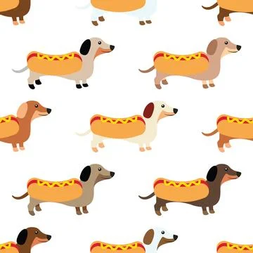 Seamless repeating pattern with cute dachshunds Illustrazione stock