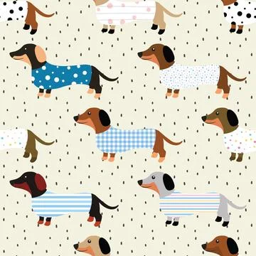 Seamless repeating pattern with cute dachshunds Illustrazione stock