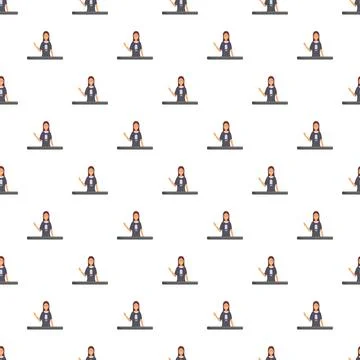 Seamless repeating pattern of cute girl character waving 스톡 일러스트