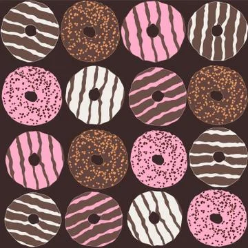 Seamless repeating pattern of donuts Stock Illustration