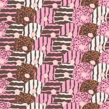 Seamless repeating pattern of donuts Stock Illustration