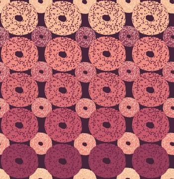 Seamless repeating pattern of donuts Stock Illustration