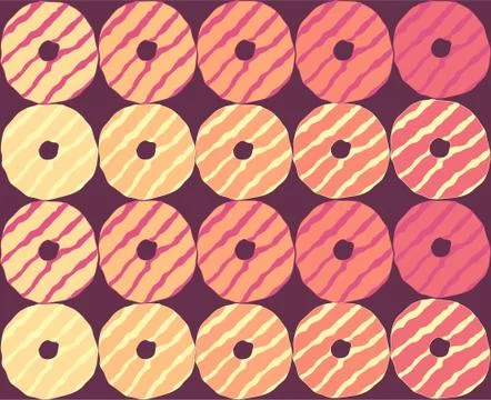 Seamless repeating pattern of donuts Stock Illustration