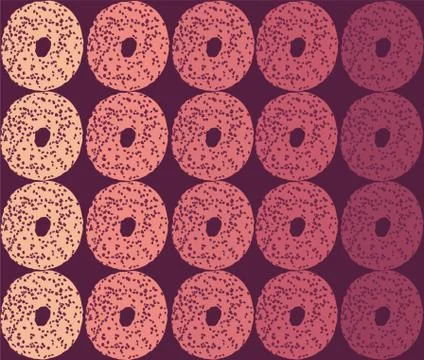 Seamless repeating pattern of donuts Stock Illustration