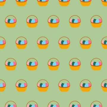 Seamless repeating pattern of Easter baskets. Stock Illustration