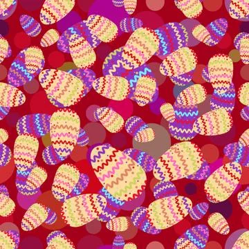 Seamless repeating pattern of Easter eggs and circles 스톡 일러스트