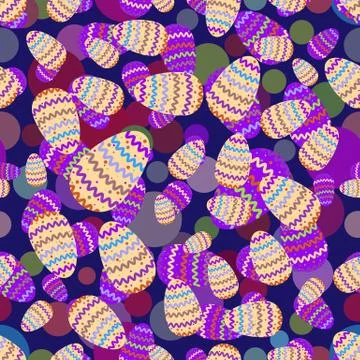 Seamless repeating pattern of Easter eggs and circles 스톡 일러스트