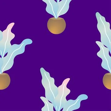 Seamless repeating pattern featuring organic leaves and geometric flowerpts Stock Illustration