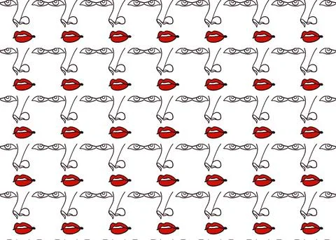 Seamless repeating pattern female face Stock Illustration