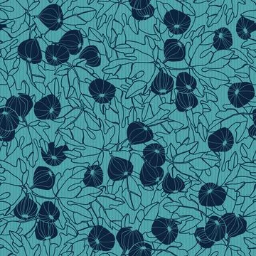 Seamless repeating pattern. Fig tree branches with fruit. Colofull vector ill 스톡 일러스트