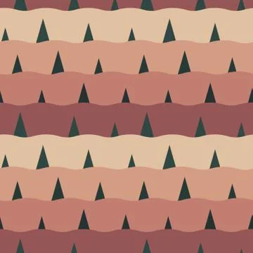 Seamless repeating pattern of fir trees Stock Illustration