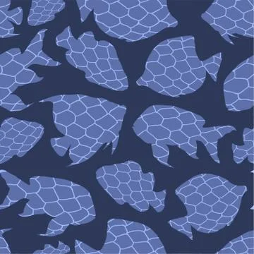 Seamless repeating pattern of fishes Stock Illustration